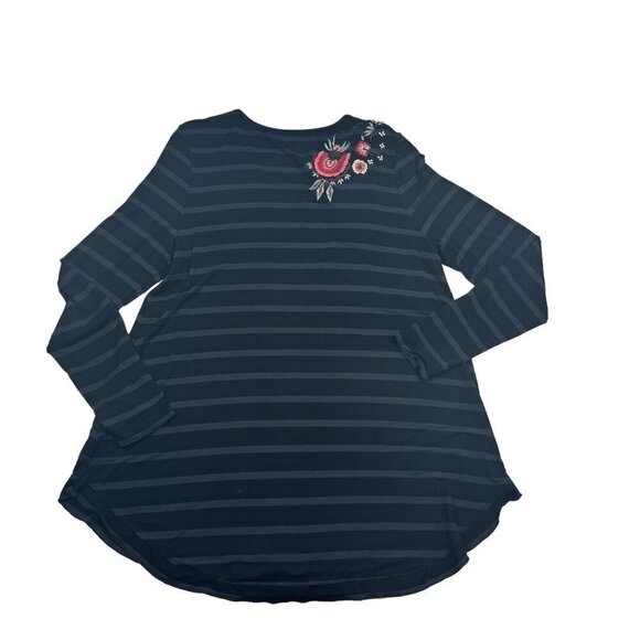 Soft Surroundings Striped Embroidered Tunic Top Women's Size Large - Picture 4 of 7